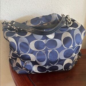 Coach Stylish Blue and Gray Shoulder Bag